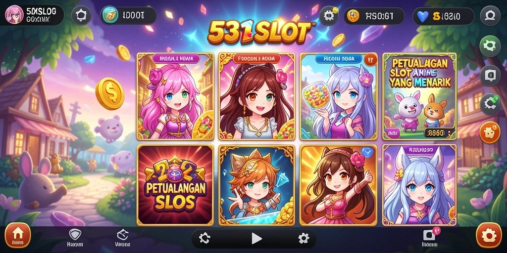 Tampilan gameplay slot Anime yang penuh warna dan menarik.