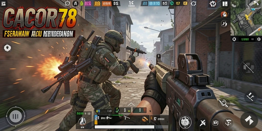 Gameplay mendebarkan dalam CACOR78 dengan aksi tembak-menembak yang intens.