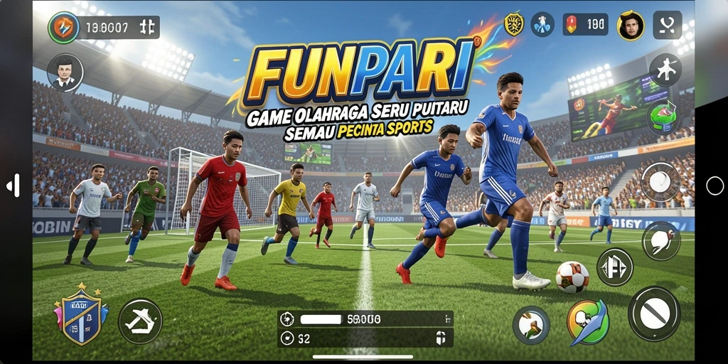 Tampilan gameplay seru dari FUNPARI dengan berbagai olahraga.