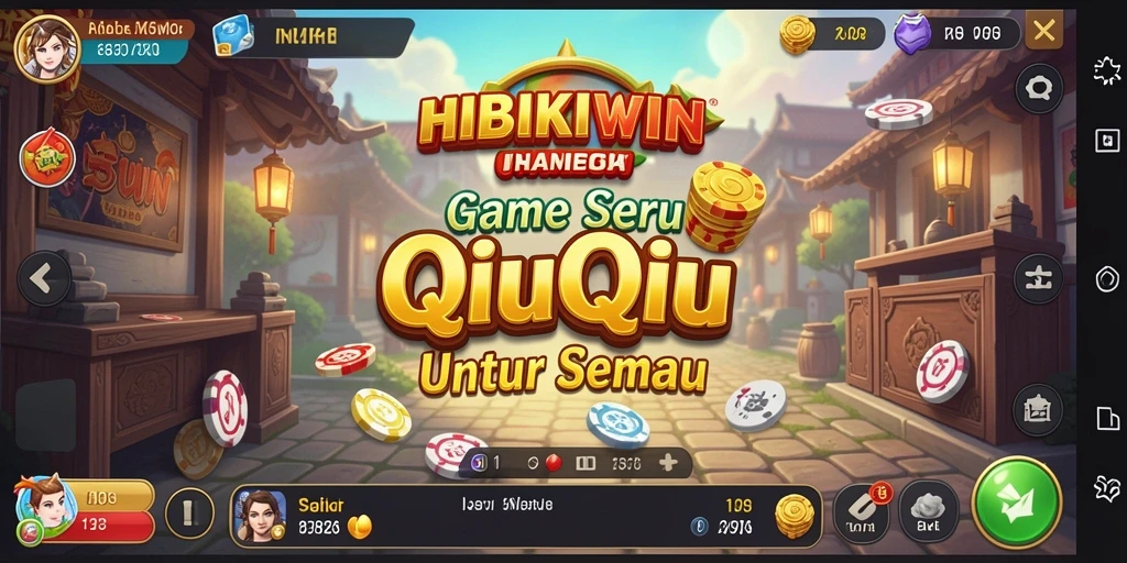 Screenshot menunjukkan gameplay seru di HIBIKIWIN saat bermain QiuQiu.