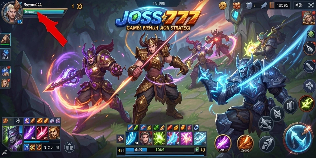 Tampilan gameplay seru di JOSS777, penuh aksi MOBA.