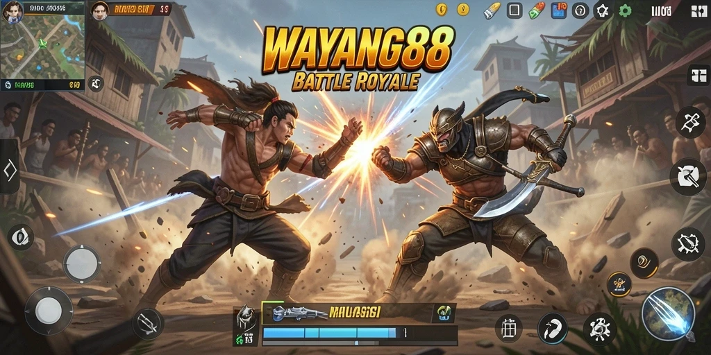 Screenshot gameplay menunjukkan pertarungan seru di arena Battle Royale.