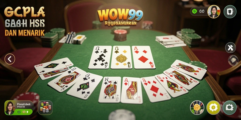 Screenshot gameplay menunjukkan keseruan permainan Gaple dalam WOW99.
